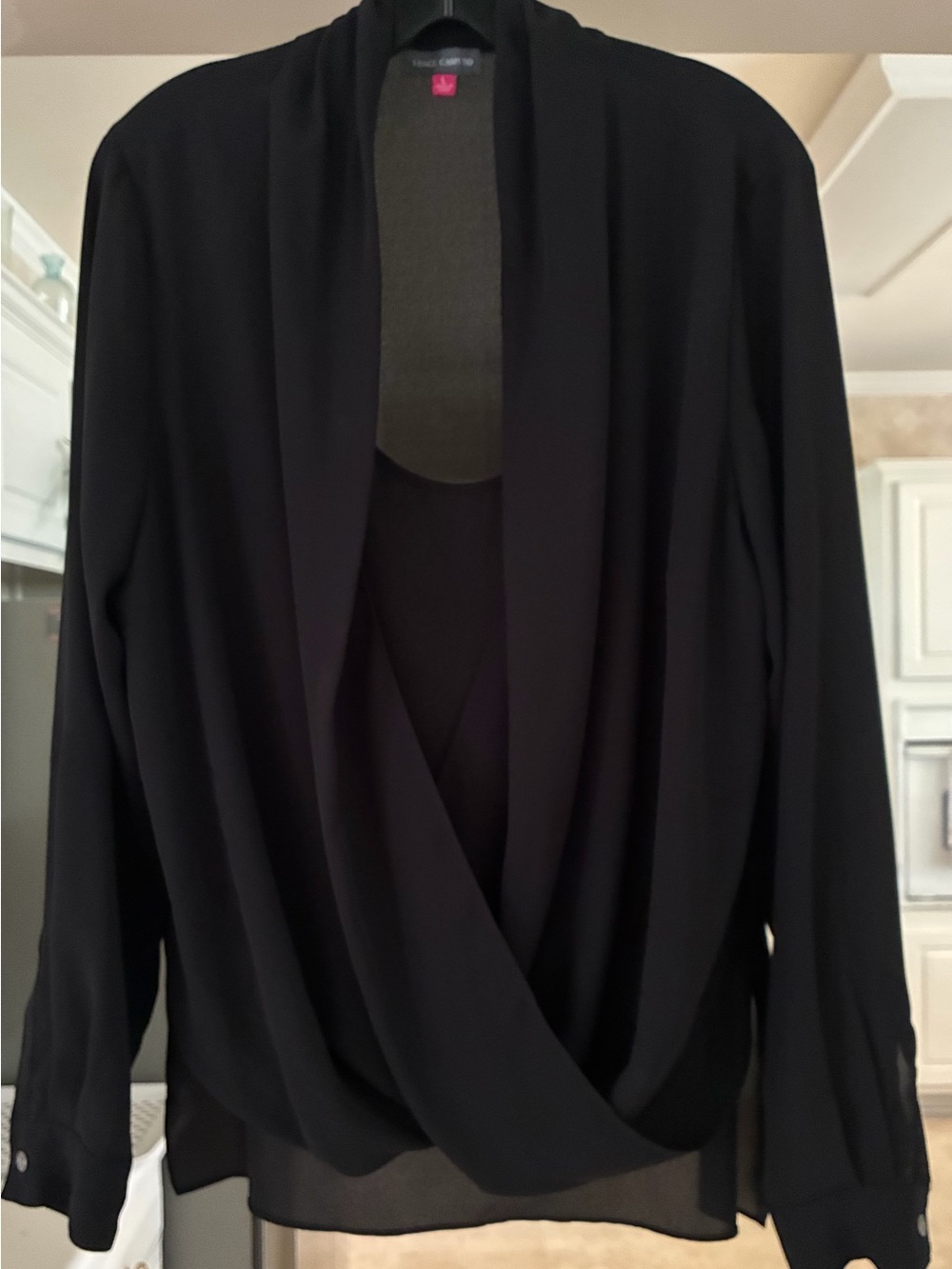Vince Camuto Black Draped Blouse With Shell